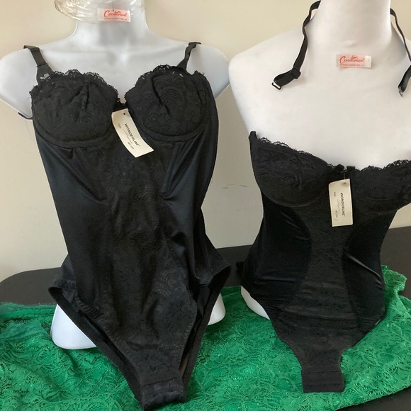 Wonderline 4 way push up strapless 32 B Black lace  underwire body shaper suit - Picture 1 of 8